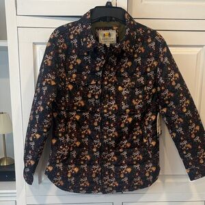 NWT Horizon Black Floral Puffer Shirt Jacket